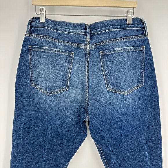 Frame Le Piper Womens Jeans Size 32 in Blue Sky High Rise Slim Straight Cropped - Picture 10 of 15